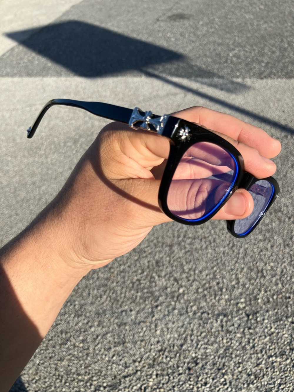 Black Frame Blue Tint Men’s Glasses